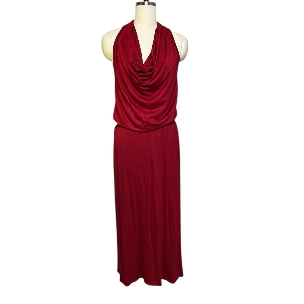 Trina Turk Red Jersey  Cowl Neck Cocktail Maxi Dress| Size S